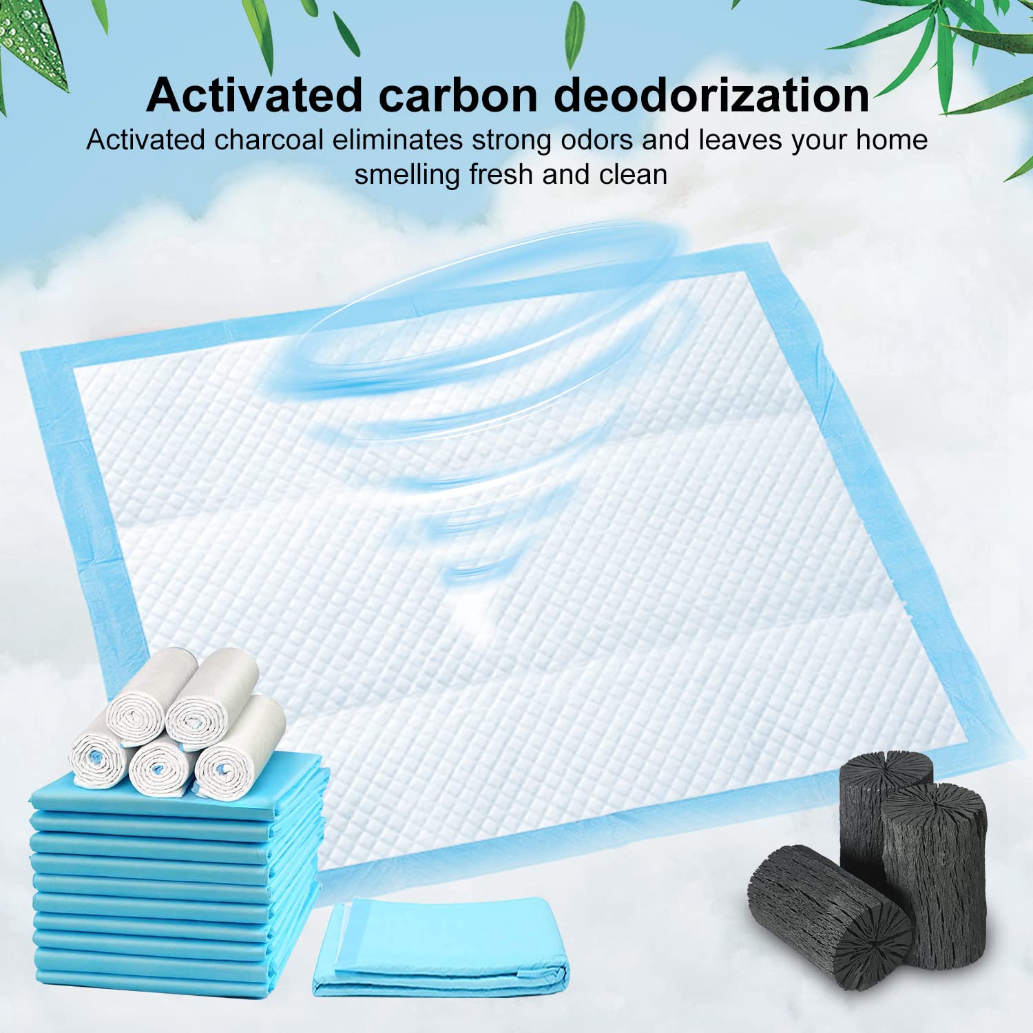 Qpets Pack of 40 Pee Pads for Dogs Bamboo Charcoal Deodorization Training Pads for Dogs Strong Water Absorption Dog Training Pad Soft and Light Puppy Dog Pee Mats(60 * 60CM) Qpets Pack of 40 Pee Pads for Dogs Bamboo Charcoal Deodorization Training Pads for Dogs Strong Water Absorption Dog Training Pad Soft and Light Puppy Dog Pee Mats(60 * 60CM)